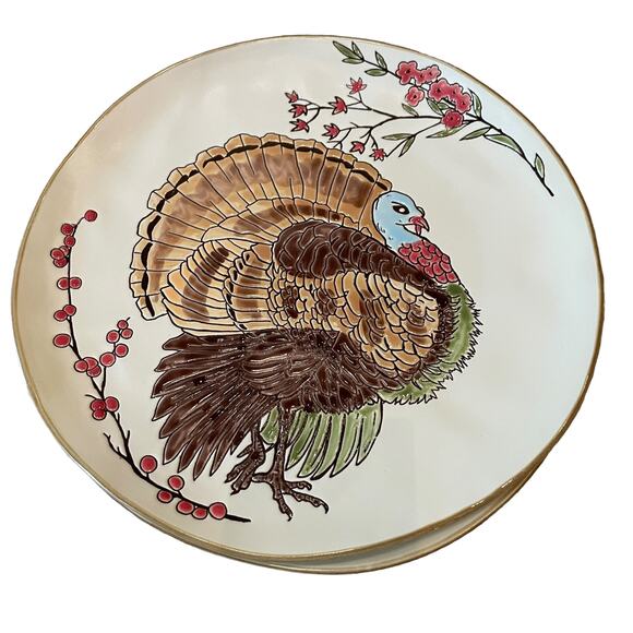 Spectrum Designz Thanksgiving Turkey Dinner Plates 11in Set of 4 New - Picture 1 of 11